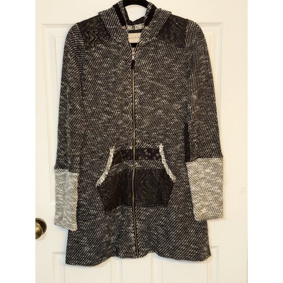 EVY'S TREE Women’s Long Sleeve Zip Front Patchwork Hoodie Sweater Size Large - Picture 1 of 6